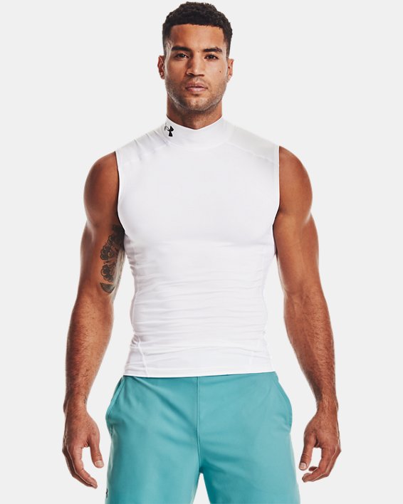 Men's HeatGear® Mock Sleeveless, White, pdpMainDesktop image number 0